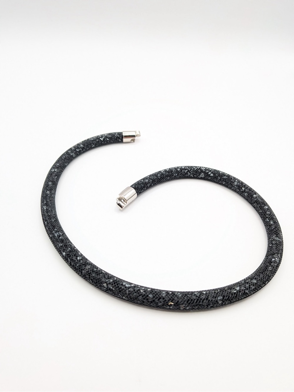 Swarovski Stardust Black Crystal Mesh Double Wrap Bracelet Magnetic Clasp - Picture 6 of 7